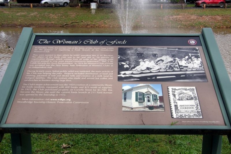 The Woman�s Club of Fords Marker image. Click for full size.