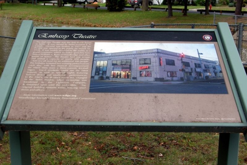Embassy Theatre Marker. Click for full size. Embassy Theatre Marker image. Click for full size.