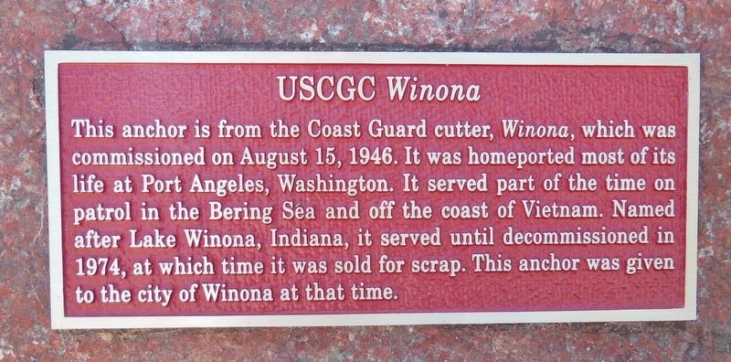 U.S. Coast Guard Cutter <i>Winona</i> Marker image. Click for full size.