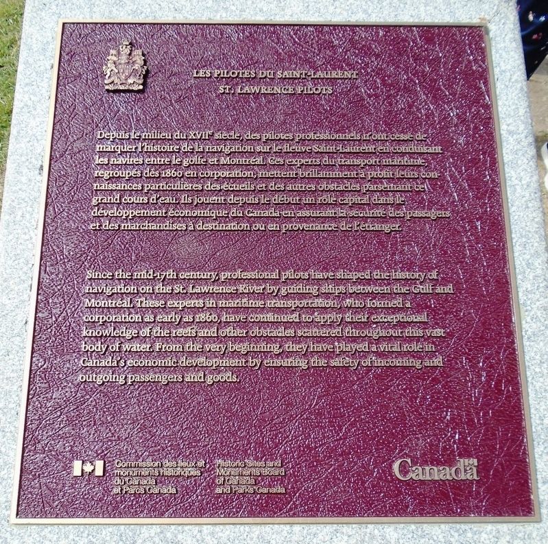 Les pilotes du Saint-Laurent / St. Lawrence Pilots Marker image. Click for full size.