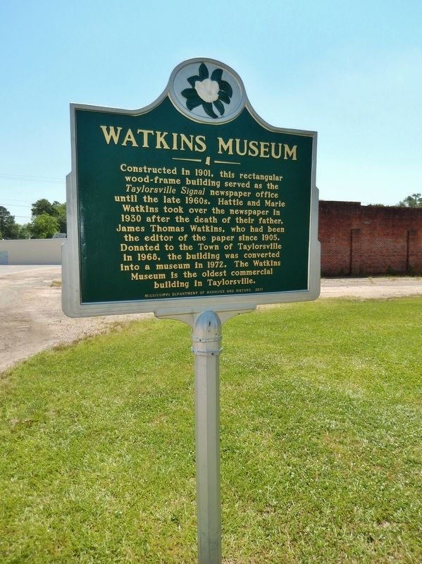 Watkins Museum Marker (<i>tall view</i>) image. Click for full size.