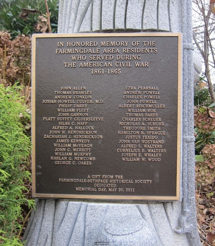 Farmingdale Civil War Memorial. Click for full size. Farmingdale Civil War Memorial image. Click for full size.