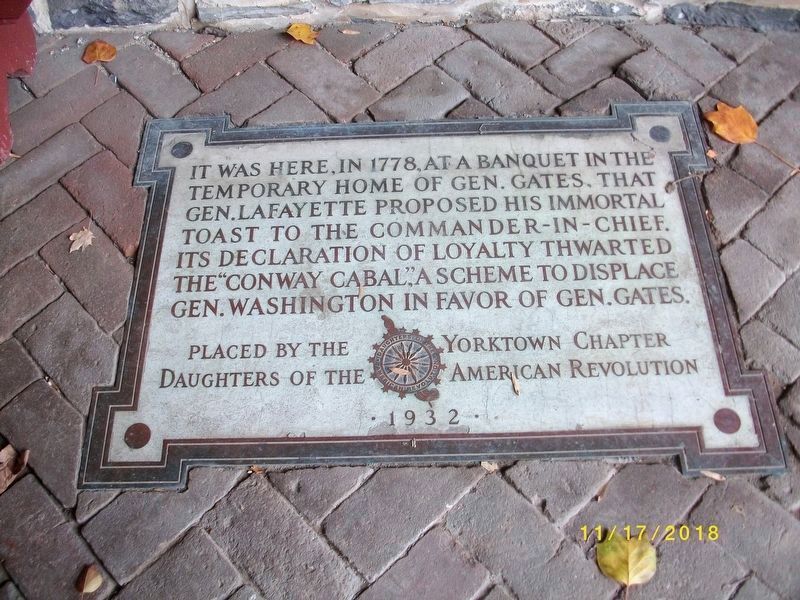 Lafayette Plaque at Gates House image. Click for full size.
