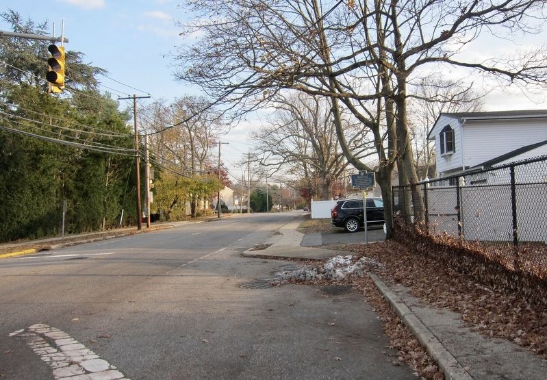 Brookville Marker - wide view, looking south on Commack Road. Click for full size. Brookville Marker - wide view, looking south on Commack Road image. Click for full size.