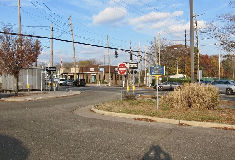 Islip Depot Marker - wide view image. Click for full size.