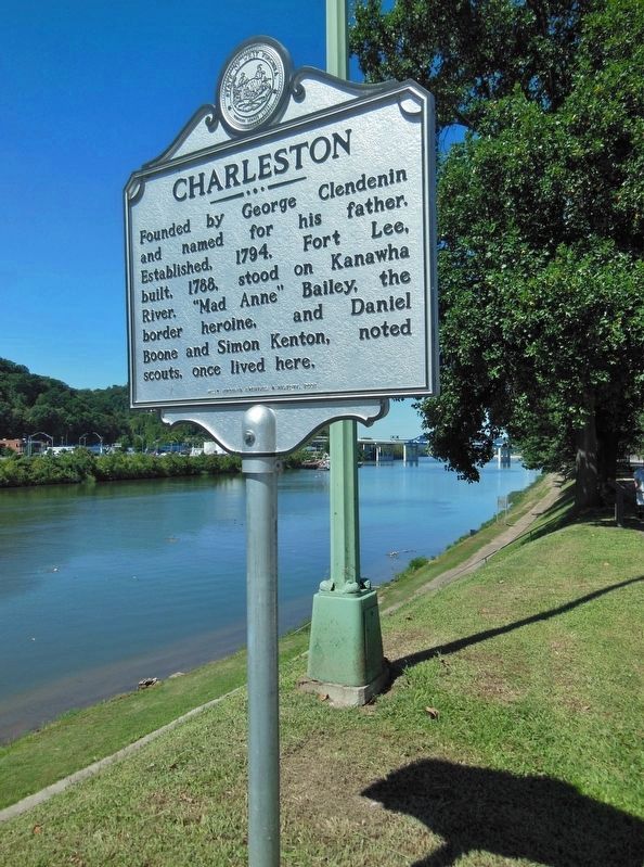 Charleston Marker (<i>tall view; looking northwest along Kanawha River</i>) image. Click for full size.