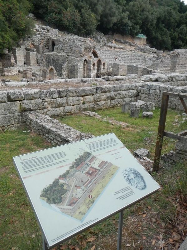 The Sanctuary of Asclepius Marker and ruins. Click for full size. The Sanctuary of Asclepius Marker and ruins image. Click for full size.