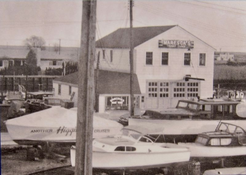 Marker inset: The Maresca Boatyard c. 1950 on Woodcleft Canal.... image. Click for full size.