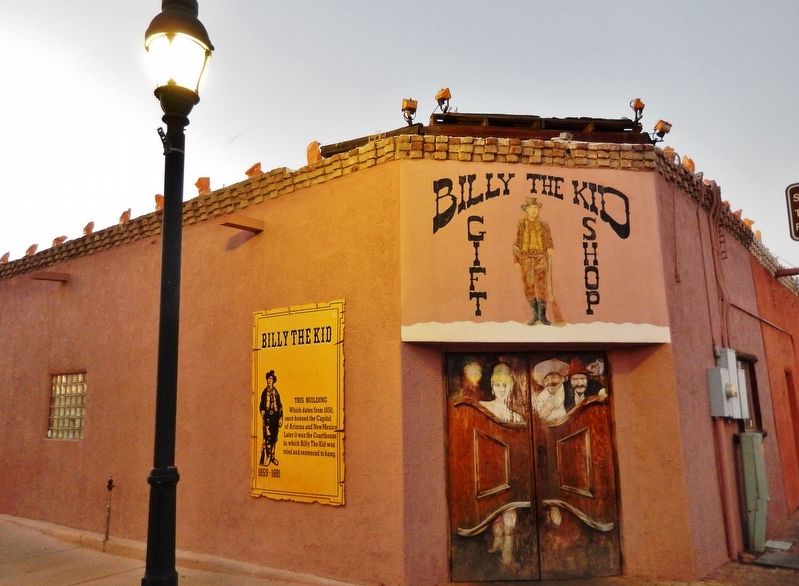 Billy the Kid Marker (<i>wide view from Guadalupe & Parian intersection</i>) image. Click for full size.