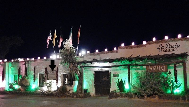 La Posta de Mesilla Marker (<i>wide view; marker visible between windows on left side</i>). Click for full size. La Posta de Mesilla Marker (<i>wide view; marker visible between windows on left side</i>) image. Click for full size.