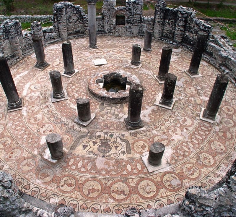 The Baptistery and its mosaic pavements Marker. Click for full size. The Baptistery and its mosaic pavements Marker image. Click for full size.