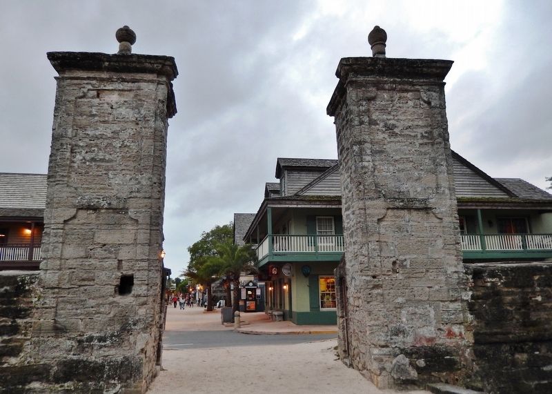 St. Augustine City Gate (<i>north side; looking south along St. George Street</i>) image. Click for full size.