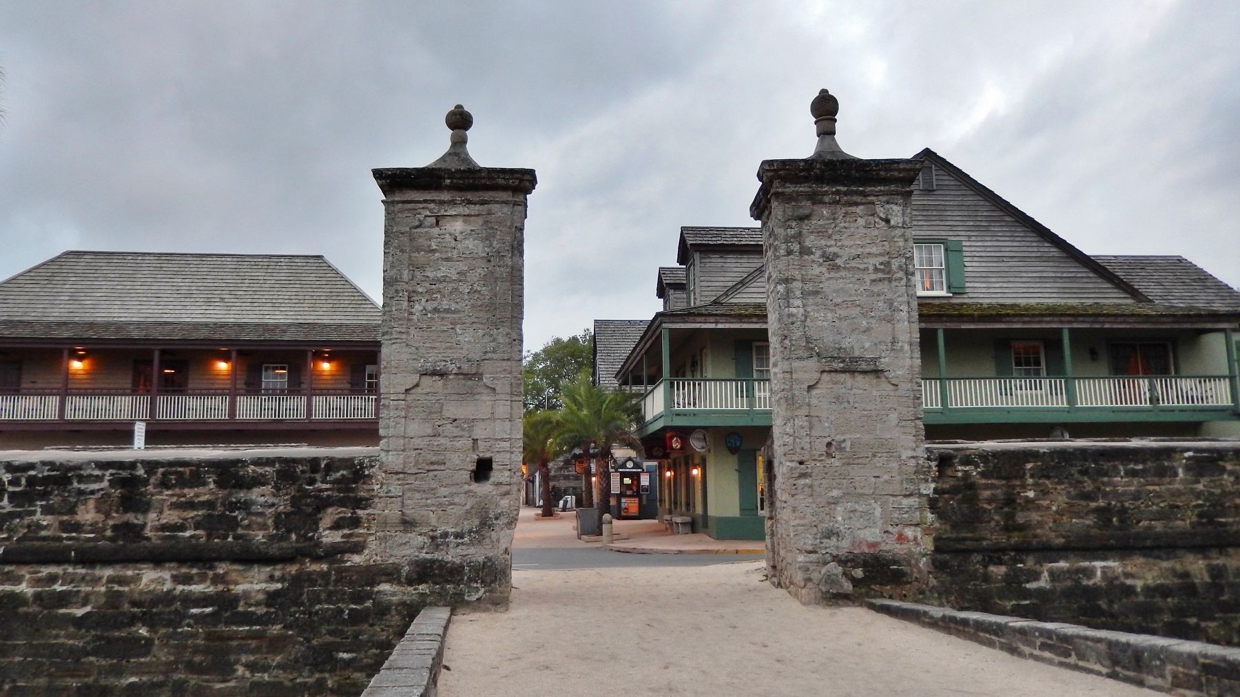 St. Augustine City Gate (<i>north side; wide view looking south along St. George Street</i>) image. Click for full size.