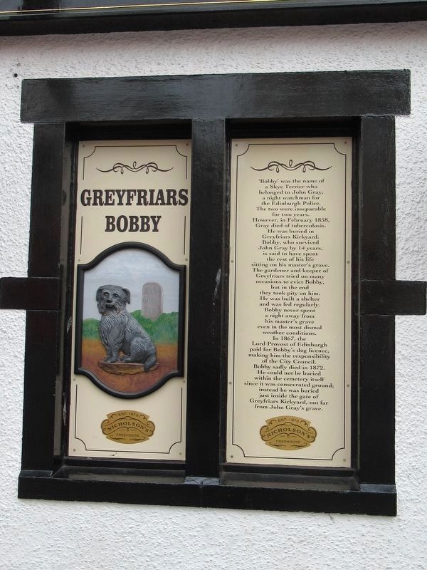 Greyfriars Bobby Marker. Click for full size. Greyfriars Bobby Marker image. Click for full size.