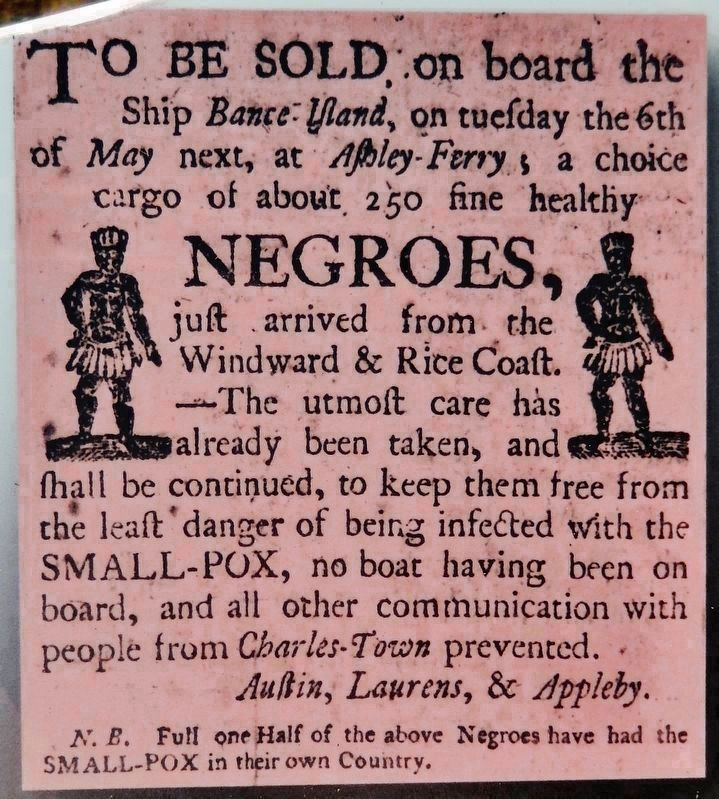 Marker detail: Advertisement for the sale of captured Africans image. Click for full size.