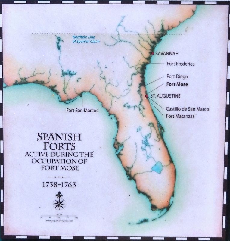 Marker detail: Map of Spanish Florida showing locations of historic Spanish forts image. Click for full size.