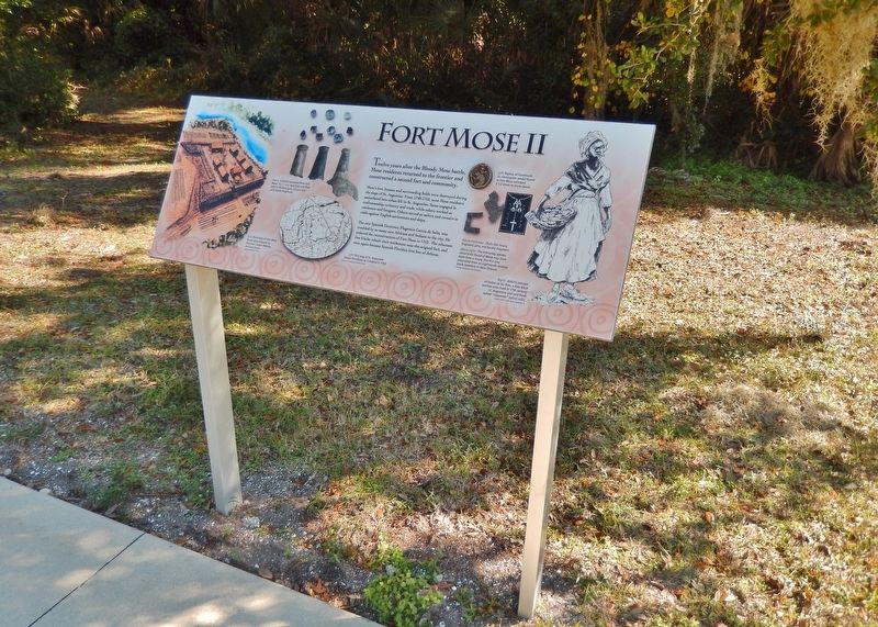 Fort Mose II Marker (<i>wide view</i>). Click for full size. Fort Mose II Marker (<i>wide view</i>) image. Click for full size.