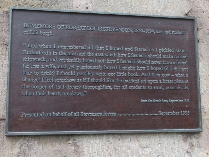 Robert Louis Stephenson Marker. Click for full size. Robert Louis Stephenson Marker image. Click for full size.
