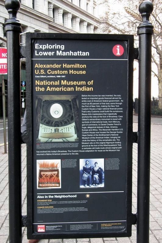 Alexander Hamilton U.S. Custom House / National Museum of the American Indian Marker. Click for full size. Alexander Hamilton U.S. Custom House / National Museum of the American Indian Marker image. Click for full size.