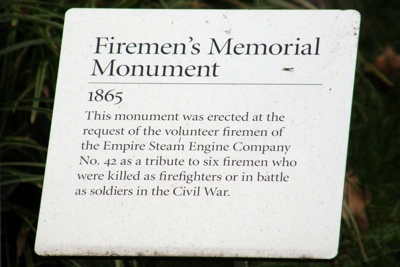 Firemen�s Memorial Monument marker image. Click for full size.