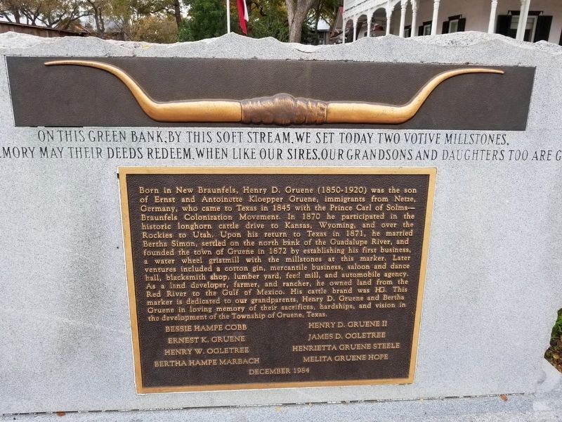 Henry D. Gruene Marker. Click for full size. Henry D. Gruene Marker image. Click for full size.