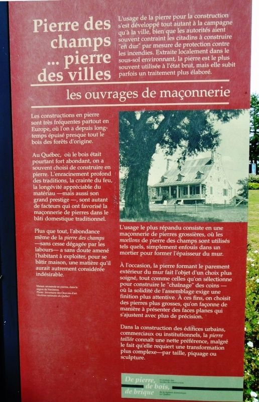 Pierre des champs... pierre des villes / Stones of the fields... stones of the cities Marker. Click for full size. Pierre des champs... pierre des villes / Stones of the fields... stones of the cities Marker image. Click for full size.