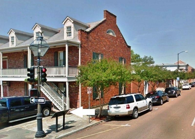 Intersection of Main and Wall streets Marker (<i>wide view; marker is beside traffic light</i>) image. Click for full size.