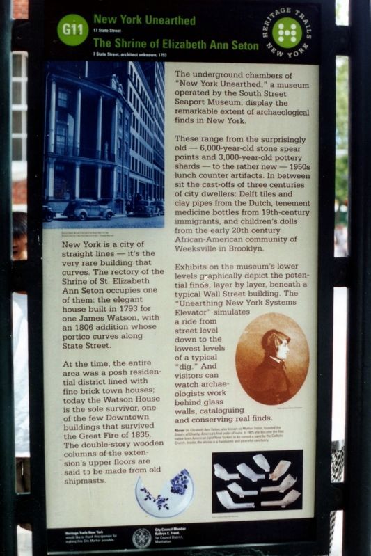 New York Unearthed / The Shrine of Elizabeth Ann Seton Marker, 2000 image. Click for full size.