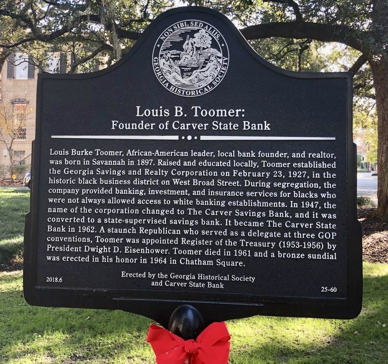 Louis B. Toomer: Founder of Carver State Bank Marker image. Click for full size.