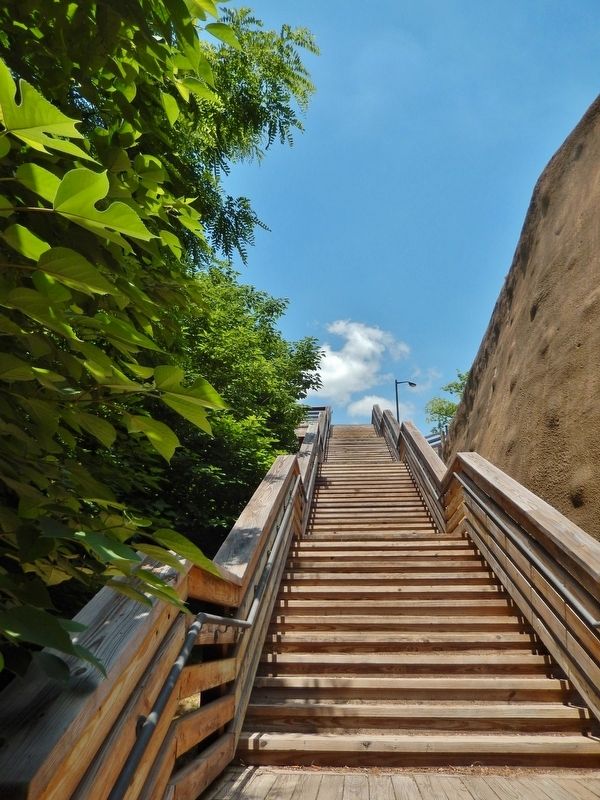 Natchez Under-the-Hill staircase & retaining wall (<i>marker located at top</i>). Click for full size. Natchez Under-the-Hill staircase & retaining wall (<i>marker located at top</i>) image. Click for full size.