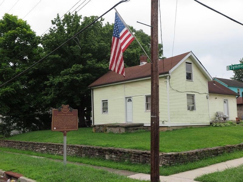 Benjamin Harrison/William Henry Harrison Marker Setting image. Click for full size.