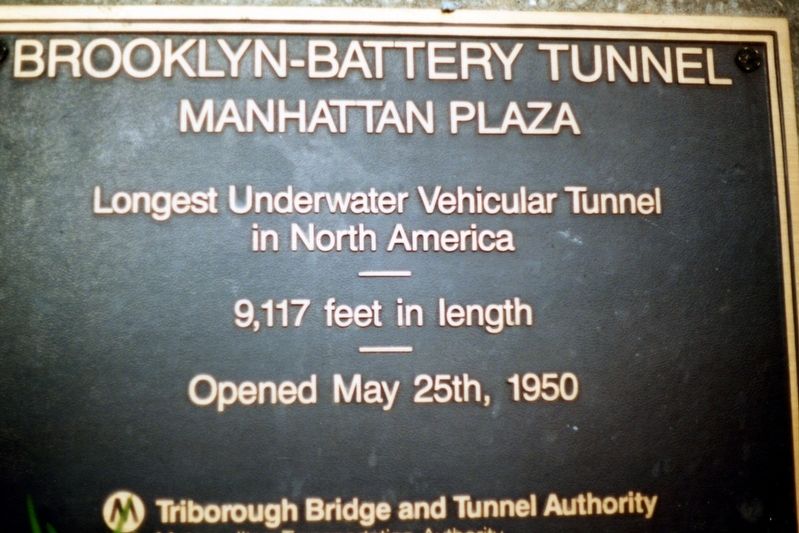 Brooklyn Battery Tunnel Marker. Click for full size. Brooklyn Battery Tunnel Marker image. Click for full size.