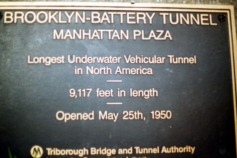 Brooklyn Battery Tunnel Marker image. Click for full size.