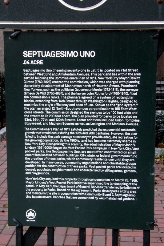 Septuagesimo Uno Marker. Click for full size. Septuagesimo Uno Marker image. Click for full size.