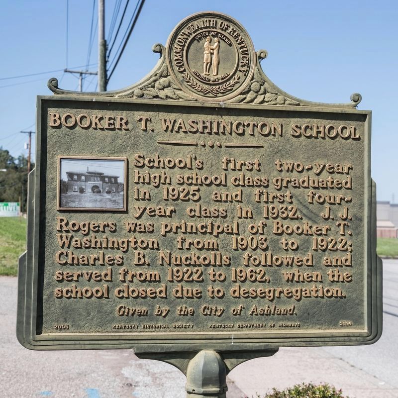 Booker T. Washington School Marker, side two image. Click for full size.