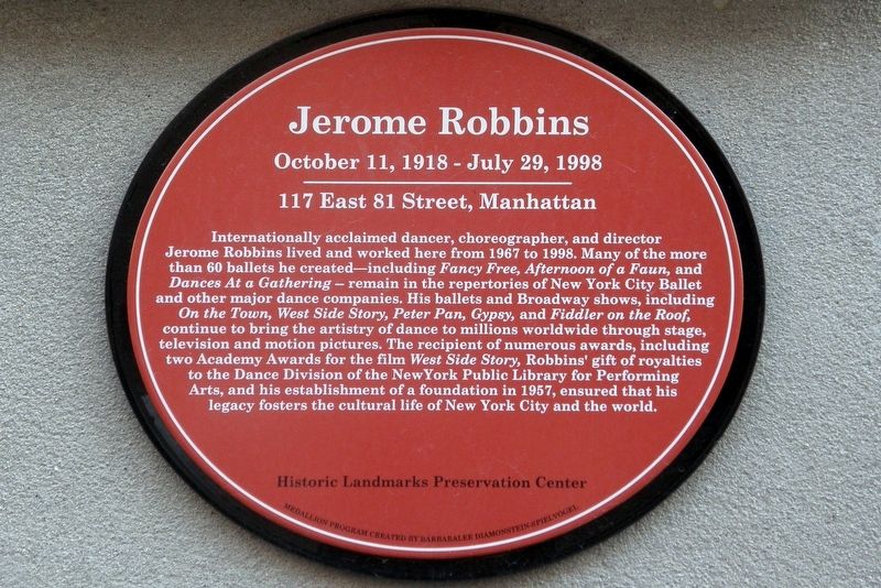 Jerome Robbins Marker image. Click for full size.