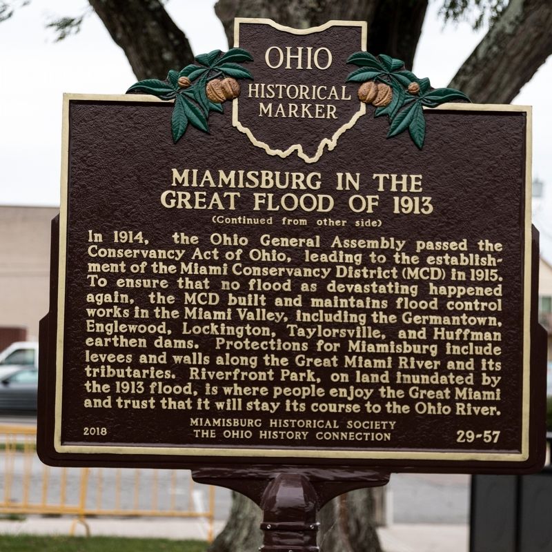 Miamisburg in the Great Flood of 1913 Marker, side 2 image. Click for full size.
