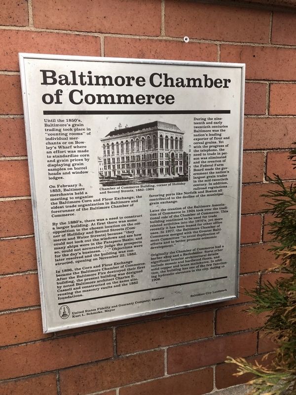 Baltimore Chamber of Commerce Marker image. Click for full size.