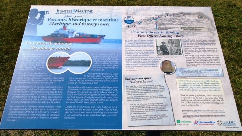 La station de pilotage / The pilotage station Marker. Click for full size. La station de pilotage / The pilotage station Marker image. Click for full size.