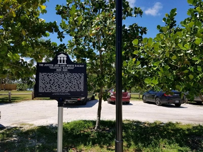 The Jupiter and Lake Worth Railway, "Celestial Railroad" 1889-1895 Marker. Click for full size. The Jupiter and Lake Worth Railway, "Celestial Railroad" 1889-1895 Marker image. Click for full size.