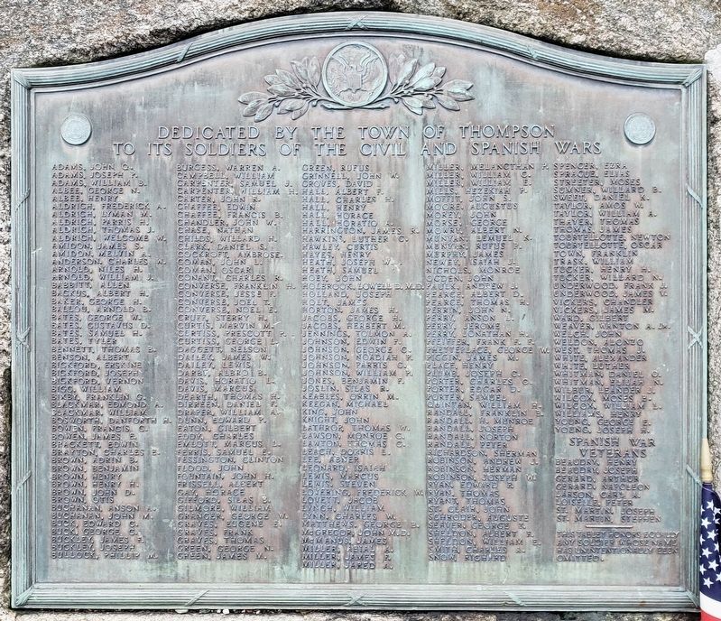 Thompson Civil and Spanish War Memorial. Click for full size. Thompson Civil and Spanish War Memorial image. Click for full size.