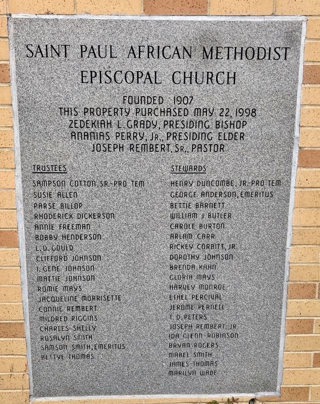 St. Paul A.M.E. Church dedication cornerstone. image. Click for full size.