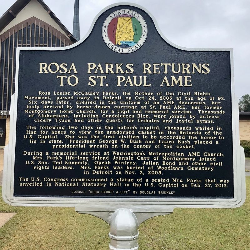 Rosa Parks Returns to St. Paul AME Marker image. Click for full size.