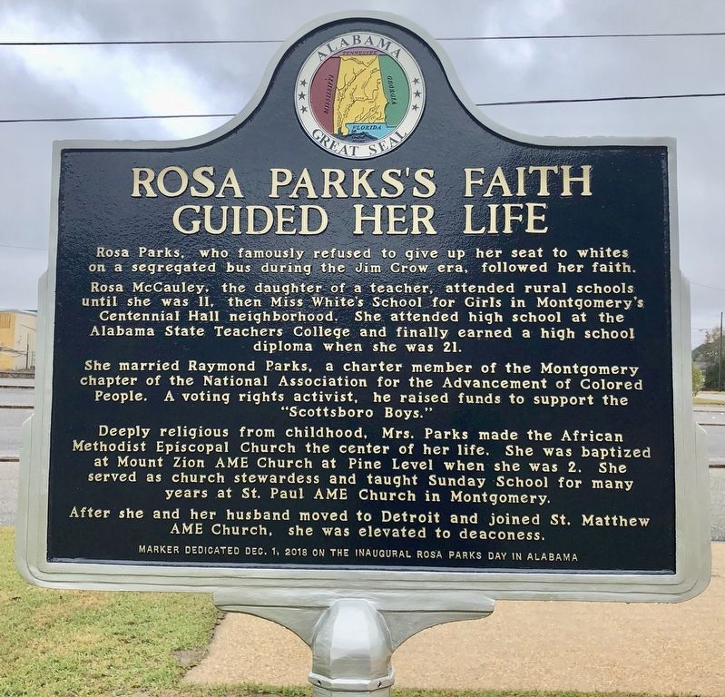Rosa Parks's Faith Guided Her Life Marker image. Click for full size.