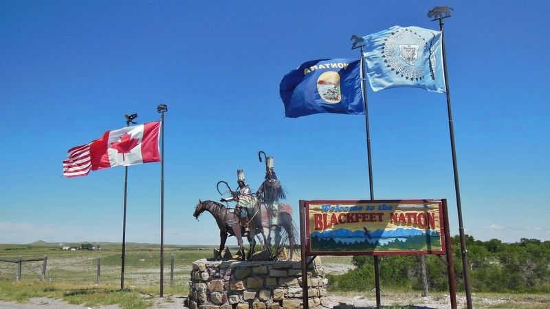 Welcome to Blackfeet Nation Sign (<i>6/10 mile north of marker on US Highway 89</i>) image. Click for full size.