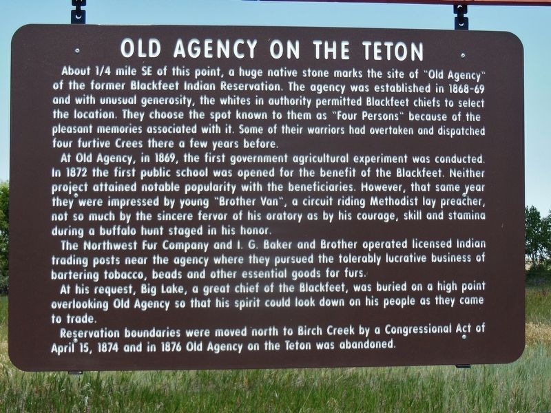 Old Agency on the Teton Marker image. Click for full size.
