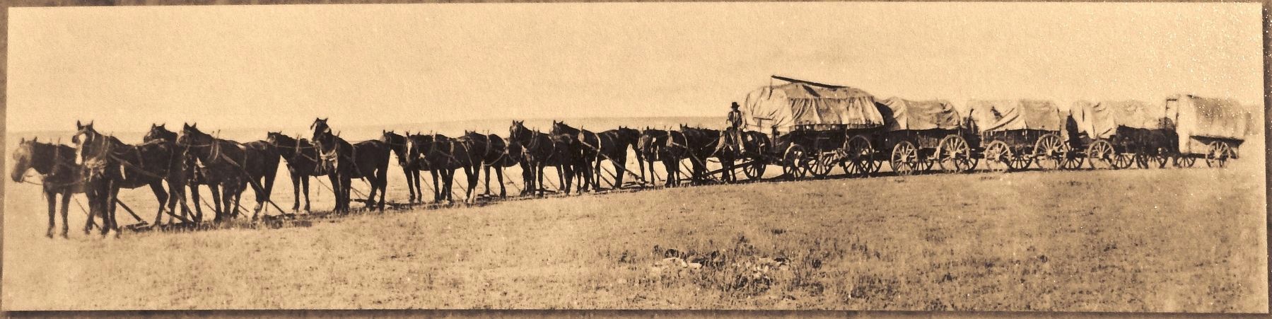 Marker detail: Wagon Train image. Click for full size.