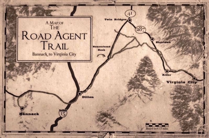 Marker detail: Road Agent Trail Map<br>Bannack to Virginia City image. Click for full size.