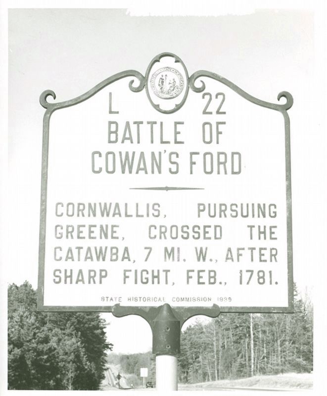 Battle of Cowan's Ford Marker. Click for full size. Battle of Cowan's Ford Marker image. Click for full size.