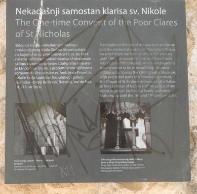 The One-time Convent of the Poor Clares of St. Nicholas Marker image. Click for full size.